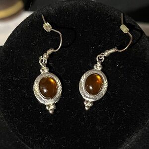 Elegant Silver and Brown Earrings
